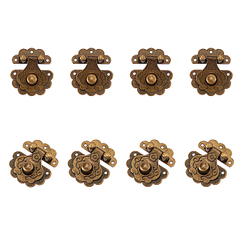 Iron Lock Catch Clasps, with Screws, Jewelry Box Latch Hasp Lock Clasps, Antique Bronze, Lock: 36x22x10mm, Hole: 2mm, 40x33x10mm, hole: 2mm, Screws: 8.5x4mm, 10sets/box