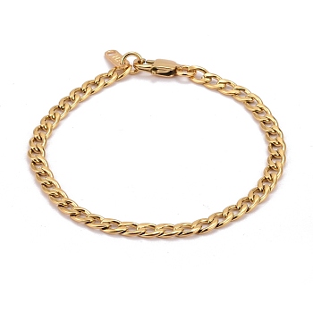 304 Stainless Steel Curb Chains Bracelets, Couple Bracelets for Men, Golden, 9-1/8 inch(23cm)