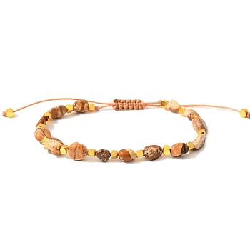 Natural Picture Jasper Braided Bead Bracelets, 6-1/4~10-5/8 inch(16~25cm)