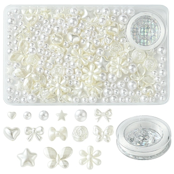 DIY ABS Plastic Imitation Pearl Beads Bracelets Jewelry Making Kits, White, 25x22.5x6mm, Hole: 1.5mm