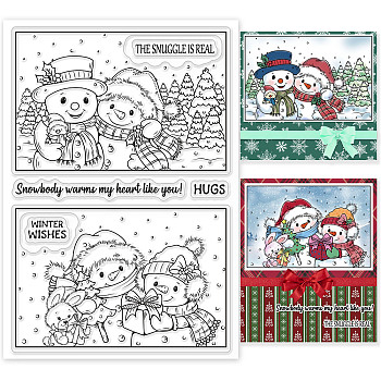 PVC Plastic Stamps, for DIY Scrapbooking, Photo Album Decorative, Cards Making, Stamp Sheets, Snowman Pattern, 16x11x0.3cm