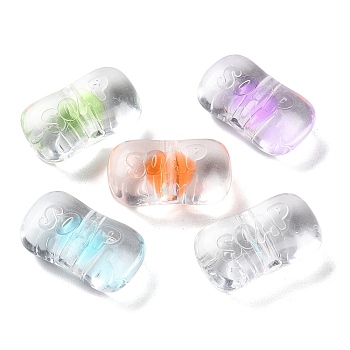Transparent Acrylic Beads, Bead in Bead, Rectangle, 13.5x14.5x10mm, Hole: 3.5mm, 193pcs/500g