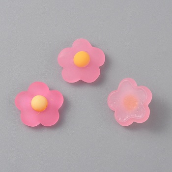 Spring Theme Translucent Resin Cabochons, Flower, Hot Pink, 16.5x18x7mm