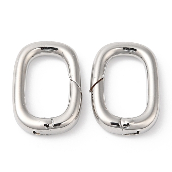 Brass Spring Gate Rings, Oval, Cadmium Free & Lead Free, Long-Lasting Plated, Platinum, 18x12.5x4mm