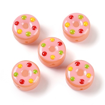 Lampwork Beads, Doughnut, Coral, 15x10mm, Hole: 1.2mm