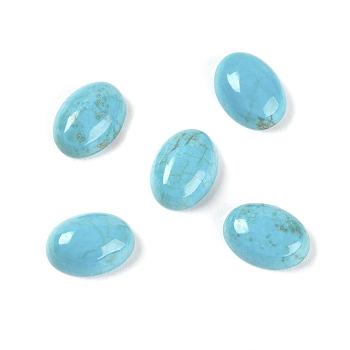Natural Howlite Cabochons, Dyed, Oval, Cyan, 11x8x4mm