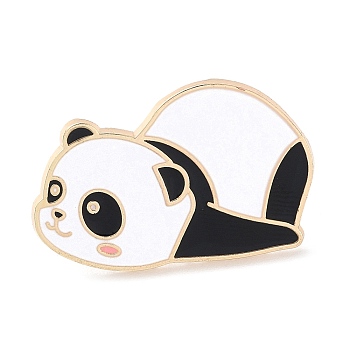 Cartoon Panda Enamel Pins, Light Gold Tone Alloy Badge for Backpack Clothes, Panda, 20x31mm