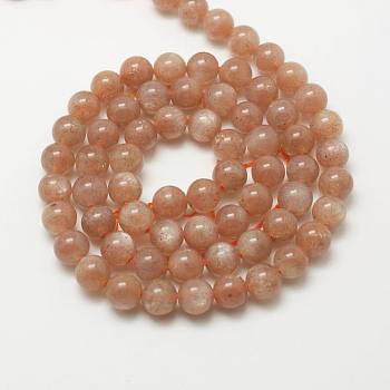 Natural Gemstone Sunstone Round Bead Strands, 6mm, Hole: 1mm, about 63~65pcs/strand, 15.7 inch