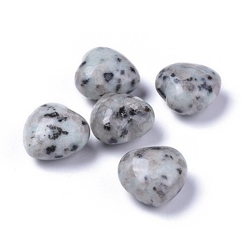 Natural Sesame Jasper/Kiwi Jasper Heart Love Stone, Pocket Palm Stone for Reiki Balancing, 20x20x13~13.5mm