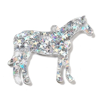 Christmas Theme Acylic Pendants, Horse, Gray, 44x51.5x2.5mm, Hole: 1.6mm