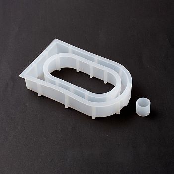 Arch Display Holder Silicone Molds, for Test Tube of Water Planting, Resin Casting Molds, White, 165x102x32mm, Inner Diameter: 150x87mm, Hole: 17mm & 21x19mm, 2pcs/set