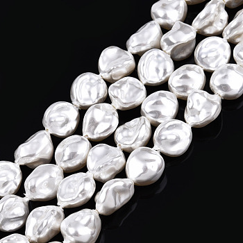 ABS Plastic Imitation Pearl Beads Strands, Carambola, Creamy White, 10.5~11x9.5x6~6.5mm, Hole: 0.7mm, about 36pcs/strand, 15.16 inch~15.75 inch(38.5~40cm)