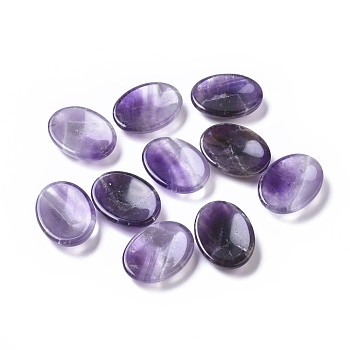 Natural Amethyst Massager, Worry Stone for Anxiety Therapy, Oval, 40x30x9mm