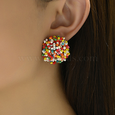 Plastic Bead Cluster Stud Earrings(GI1626-1)-3