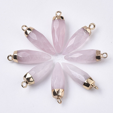 Top pendentifs pointus en quartz rose naturel plaqué or(G-S359-078E)-2