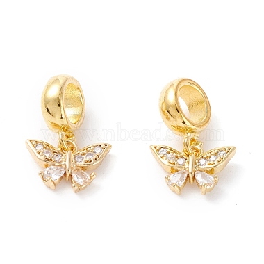 Clear Butterfly Brass+Cubic Zirconia Dangle Beads
