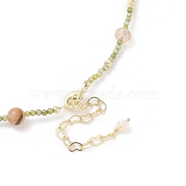 Natural Rutilated Quartz Beaded & Glass Beads Necklaces(NJEW-L119-10G)-4