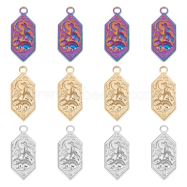 Mixed Color Hexagon 304 Stainless Steel Pendants