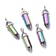 Rainbow Color Faceted Bullet Glass Pointed Pendants(KK-E282-02P-01)-1
