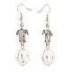 Flat Round ABS Plastic Pearl Beaded Dangle Earrings(EJEW-JE04891)-5