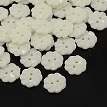 18L(11.5mm) White Flower Acrylic 2-Hole Button(BUTT-E007-B-01)
