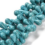 Synthetic Howlite Beads Strands, Dyed, Teardrop, Turquoise, 17.5~18.5x10~10.5mm, Hole: 1mm, about 255~295pcs/500g(TURQ-F018-07A)