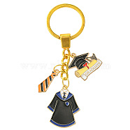 Alloy Enamel Keychain, with Iron Findings, Dark Blue, 9.8cm(KEYC-YW00014-02)