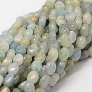 Oval Natural Aquamarine Bead Strands, 8x6x4mm, Hole: 1mm, about 52pcs/strand, 15.7 inch(G-O139-02A)