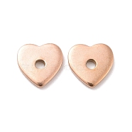 Ion Plating(IP) 304 Stainless Steel Beads, Heart, Rose Gold, 6x6x1mm, Hole: 1mm(STAS-D185-03RG-01)