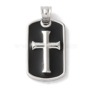 304 Stainless Steel Pendants, with Enamel, Rectangle with Cross Charm, Stainless Steel Color, 16x26x2mm, Hole: 5.5x5mm(STAS-Z075-31P)