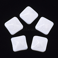 Resin Cabochons, Imitation Gemstone, Square, White, 10x10x4mm(RESI-T039-038)