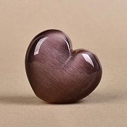 Cat Eye Display Decoration, No Hole Heart Beads for Home Decoration, Rosy Brown, 38x45x24mm(PW-WG17139-17)