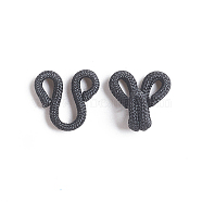 Cloth Clover Brass Buckles, Sewing Hooks and Eyes Closure, for Bra Clothing Trousers Skirt Sewing DIY Craft, Black, 17.5x11x2~7mm, Hole: 2x2.5mm(DIY-WH0162-94A-01)