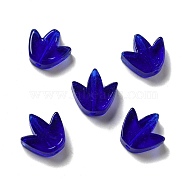 Glass Beads, Tulip Flower, Medium Blue, 16x16x5.5~6mm, Hole: 2mm(GLAA-G082-01E)