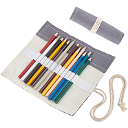 Nbeads Handmade Canvas Pencil Roll Wrap 12 Holes, Multiuse Roll Up Pencil Case, Pen Curtain, for Coloring Pencil Holder Organizer, Gray, 20.2x22.2x0.4cm(ABAG-NB0001-44A)