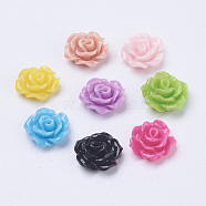Mixed Opaque Resin Flower Cabochons, Size: about 10mm in diameter, 4mm thick(X-CRES-B342-M)