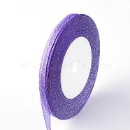 Glitter Metallic Ribbon, Sparkle Ribbon, with Silver Metallic Cords, Valentine's Day Gifts Boxes Packages, Purple, 1/4 inch(6mm), about 33yards/roll(30.1752m/roll), 10rolls/group(RSC6mmY-031)
