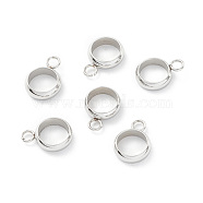 201 Stainless Steel Tube Bails, Loop Bails, Ring Bail Beads, Stainless Steel Color, 11x8x2.5mm, Hole: 1.8mm(STAS-M294-02P-04)