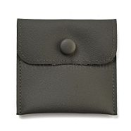 PU Imitation Leather Jewelry Storage Bags, with Iron Snap Buttons, Square, Black, 7.7x7.9x1cm(ABAG-A009-03A-02)