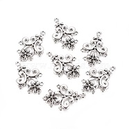 Alloy Chandelier Components, Lead Free and Cadmium Free, Flower, Antique Silver Color, about 35mm long, 24mm wide, 2mm thick, hole: 1.5mm(X-EA8536Y)