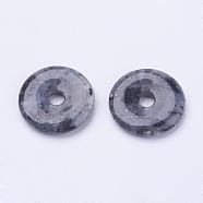 Natural Larvikite Pendants, Donut/Pi Disc, Donut Width: 11~12mm, 28~30x5~6mm, Hole: 6mm(G-F524-B01)