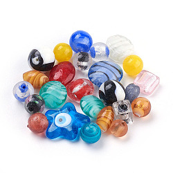 Handmade Lampwork Beads, Assorted Shapes, Mixed Color, about 4~20mm wide, 4~20mm long, hole: 1~2.5mm(M-D347)