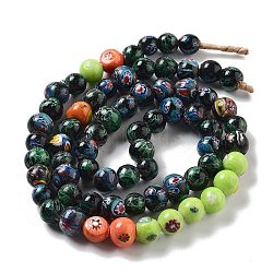 Handmade Lampwork Beads, Round, Colorful, 11~11.5x10~11mm, Hole: 1.8mm, about 64~67pcs/strand, 25.71''(65.3cm)(LAMP-Z008-09G)
