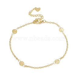 Vacuum Plating 304 Stainless Steel Flat Round Link Anklet with Cable Chains for Women, Golden, 8-1/4 inch(20.9cm)(STAS-E001-21G)