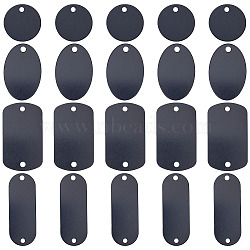 DIY Jewelry Making Finding Kit, Including 24Pcs 4 Styles Oval & Flat Round Aluminum Connector Charm & Pendant, Stamping Blank Dog Tags, Black, 25~51x19~25x1mm, Hole: 3mm, 6Pcs/style(FIND-SC0006-54)