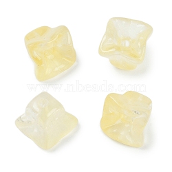 Transparent Spray Paint Glass Beads, Flower, Pale Goldenrod, 10.5x10.5x10.5mm, Hole: 1.6mm(GLAA-H035-03H)