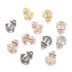 Anchor Brass Pendants, Mixed Color, 16x11.5x1.8mm, Hole: 2mm(ZIRC-F022-64)