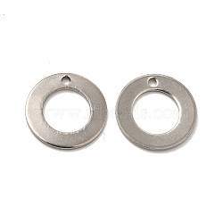201 Stainless Steel Pendants, Ring Charm, Stainless Steel Color, 12x0.5mm, Hole: 1.2mm(STAS-P320-28P)