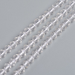Natural Quartz Crystal Beads Strands, Rock Crystal Beads, Bicone, 3.9~4x4mm, Hole: 0.8mm, about 99pcs/strand, 15.16 inch(38.5cm)(G-E560-E09-4mm)