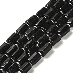 Natural Black Tourmaline Beads Strands, with Seed Beads, Faceted, Column, 8.5~11x5.5~6.5mm, Hole: 1mm, about 14~15pcs/strand, 7.48''(19cm)(G-N327-06-14B)
